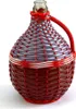 A woven glass bottle with a handle, displayed against a white background. Produktbild-Vorschau