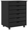 vidaXL Armadio a rotelle con cassetti MOSS Nero in legno di Anteprima dell’immagine prodotto 8