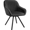 A black upholstered armchair with a swivel base, shown from a three-quarter front angle against a white background. Voir les images du produit