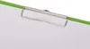 A close-up shot of a green clipboard with a silver clip. Produktbild-Vorschau