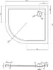 Technical drawing of a shower tray with dimensions and specifications. Anteprima dell’immagine prodotto