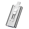 A silver USB flash drive with a white slider mechanism and a Lightning connector. Náhľad obrázku produktu