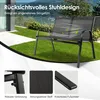 A garden bench and chairs set displayed outdoors on a lawn with a lake and mountains in the background. Close-up shots of product details are shown at the bottom. Náhľad obrázku produktu