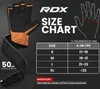 A size chart for RDX weightlifting gloves, showing hand circumference measurements for different sizes. Produktbild-Vorschau