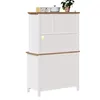 A two-tier white cabinet with wood-colored accents, placed against a white background. Anteprima dell’immagine prodotto