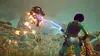 A person is fighting a large, robotic creature in an alien landscape. Produktbild-Vorschau