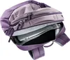 The inside of a purple backpack is shown, with a laptop and tablet placed inside. Produktbild-Vorschau
