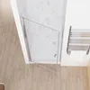 A top-down view of a shower enclosure with a glass door and a towel rack next to it. Produktbild-Vorschau