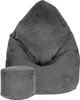A gray corduroy bean bag chair and matching ottoman are shown against a white background. Náhled obrázku produktu
