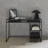 A black metal desk with shelves against a textured gray wall. Anteprima dell’immagine prodotto