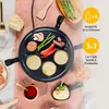 A raclette grill with food items like pancakes, mushrooms, asparagus, and bell peppers on it, along with small pans for cheese. Anteprima dell’immagine prodotto