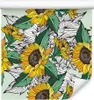 10m VLIES TAPETE Rolle Blumen Flora Sonnenblumen Blätter Produktbild-Vorschau 1