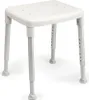 A white shower stool with adjustable legs on a white background. Produktbild-Vorschau