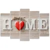 Tableau en toile 5 pièces avec inscription « home » et cœur Voir les images du produit 3