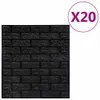 vidaXL 3D tapety Brick Samolepicí 20 ks Černá Náhled obrázku produktu 1