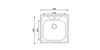 Top-down view of a stainless steel sink with dimensions indicated. Produktbild-Vorschau