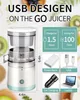 A portable juicer with various charging options and usage statistics. Produktbild-Vorschau
