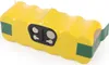 A yellow rechargeable battery pack with green tape accents and a black connector port. Voir les images du produit