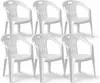 6 Stück Stapelstuhl Bistrostuhl Gartenstuhl MOJAWO PIONA Weiß Kunststoff Produktbild-Vorschau