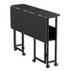 A black folding table with wheels is shown against a white background. Produktbild-Vorschau