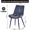 A diagram showing the dimensions of a black dining chair. Voir les images du produit