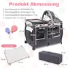 Product dimensions and weight capacity information for a baby travel cot. Anteprima dell’immagine prodotto