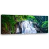 Leinwandbild Wasserfall Natur Grün 150x50 Feeby Grün bild Produktbild-Vorschau 1