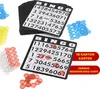 A collection of bingo cards and colorful bingo chips. Produktbild-Vorschau