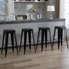 Four black bar stools are arranged in a row in front of a kitchen counter. Náhľad obrázku produktu