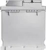 A front view of a gray car battery. Produktbild-Vorschau