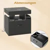 A diagram showing the dimensions of a black nightstand. Podgląd zdjęcia produktu