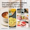 A collage of images showcasing various applications of a product, including coffee latte, bread biscuits, beer, macarons, and cake. Podgląd zdjęcia produktu