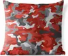 MuchoWow® Outdoor Kissen - Rot mit grauem Camouflage-Muster Produktbild-Vorschau 1