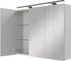 A modern bathroom cabinet with mirrored doors and an integrated light. Produktbild-Vorschau
