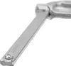 A close-up shot of a metal clamp with a screw and some text engraved on it. Produktbild-Vorschau