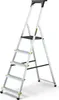A silver step ladder with black steps and accents, shown against a white background. Produktbild-Vorschau