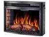 A black electric fireplace insert with realistic LED flames and logs. Podgląd zdjęcia produktu