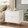 Set di 2 comodini bianchi con motivo a onde, 2 cassetti, Anteprima dell’immagine prodotto 1