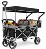 IMLEX Bollerwagen faltbar mit Dach IM-4268 Schwarz | Hohe Produktbild-Vorschau 1
