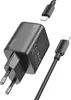 A black Hoco N42 GaN 45W charger and USB-C cable are displayed against a white background. Produktbild-Vorschau