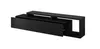 A black, modern TV stand with a drawer and open shelving, shown against a white background. Náhled obrázku produktu