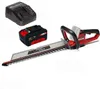 A cordless hedge trimmer, battery, and charger are displayed against a white background. Produktbild-Vorschau