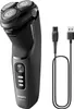 A black Philips electric shaver with a USB charging cable on a white background. Produktbild-Vorschau