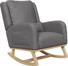 A gray rocking chair with a high back and wooden legs, shown against a white background. Produktbild-Vorschau