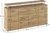 A diagram of a wooden sideboard with dimensions indicated. Produktbild-Vorschau