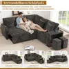 Merax L-förmiges ausziehbar Schlafsofa, Ecksofa mit Produktbild-Vorschau 9