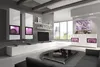 A modern living room with a white entertainment center, TV, coffee table, and sofa. Náhled obrázku produktu