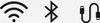 Three icons representing wireless connectivity and a cable. Produktbild-Vorschau