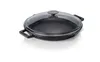 A black cast iron pan with a glass lid is shown on a white background. Produktbild-Vorschau