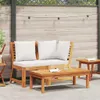 vidaXL 3-tlg. Garten-Lounge-Set mit Creme Kissen Akazie Produktbild-Vorschau 1